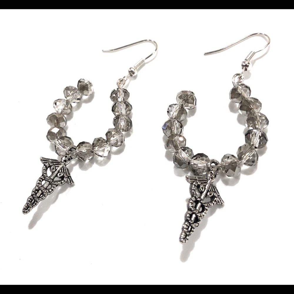 Gray Nurse Charm Earrings